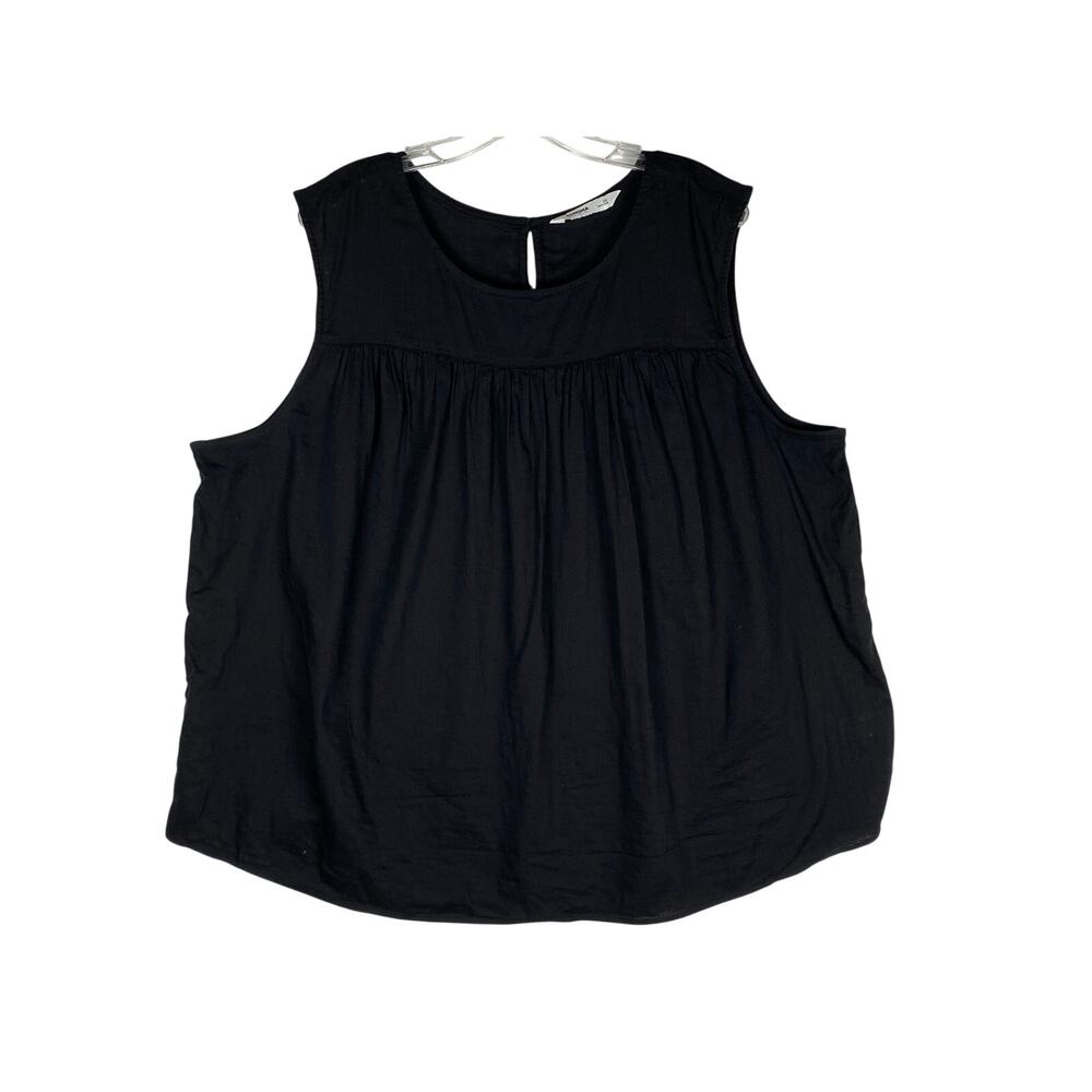 Sonoma Gathered Sleeveless Blouse Womens 3X Black Boho Flowy Relaxed Minimalist